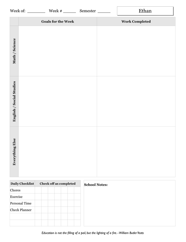 Weekly Schedule Sheet Examples | A Plan in Place