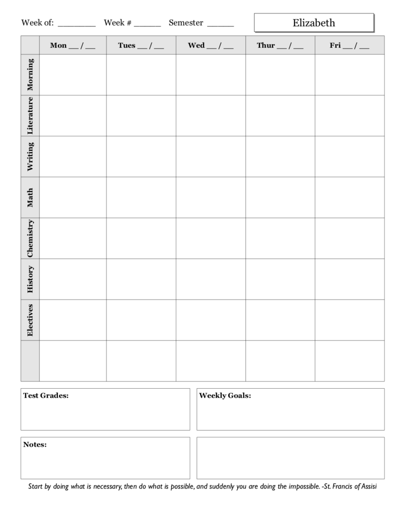 High School One-Page Example 3