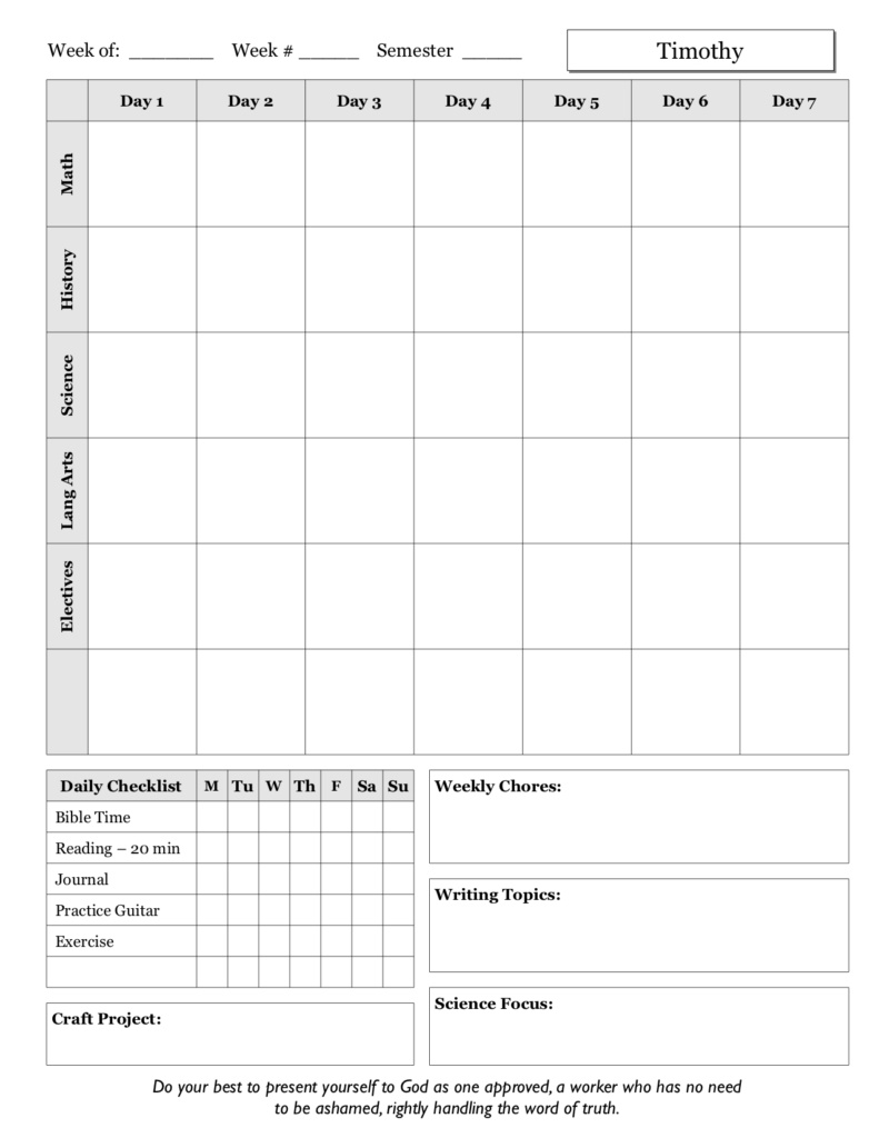 Student Edition One-Page Example 1
