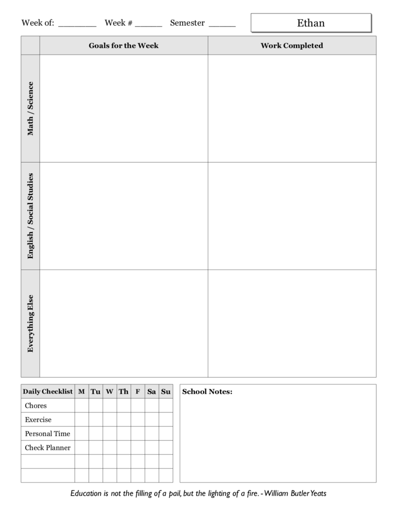 Student Edition One-Page Example 2