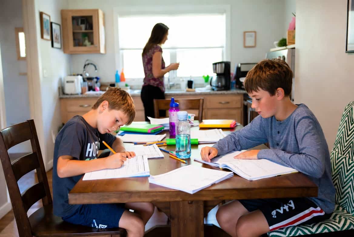 boys doing their school work
